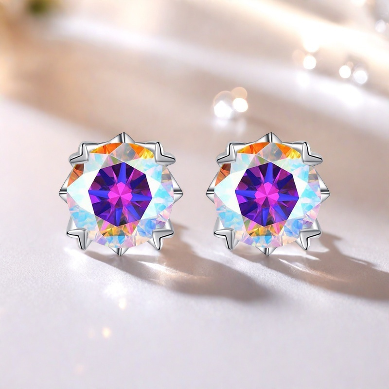 Dazzling Synthetic Moissanite Earrings, 925 Silver